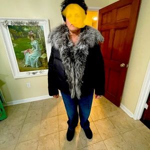 Down and silver fox fur jacket